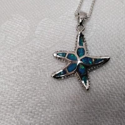 Blue Opal Starfish 16" 925 Necklace