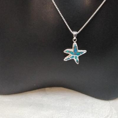 Blue Opal Starfish 16" 925 Necklace