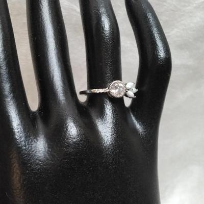 Opals With Multi Faceted White Sapphire Ring Size 8
