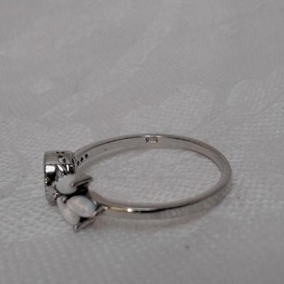 Opals With Multi Faceted White Sapphire Ring Size 8