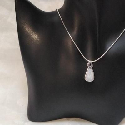 Natural Cut Light Blue Opal 18" 925 Necklace