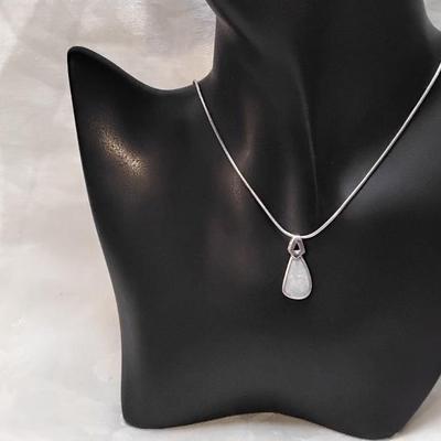 Natural Cut Light Blue Opal 18" 925 Necklace