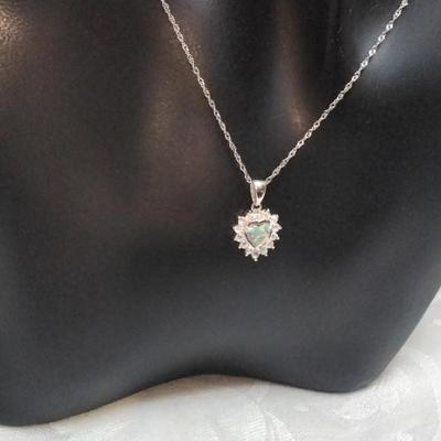 Orange Fire Opal Heart With White Sapphires 16" 925 Necklace