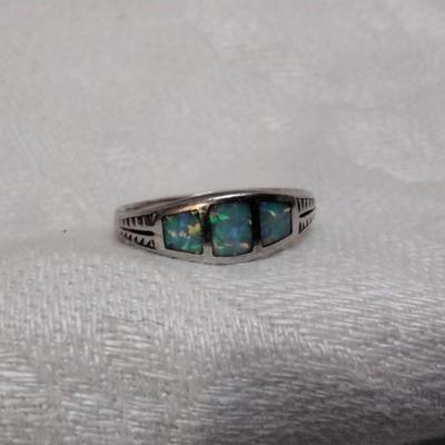 Light Blue Opal 925 Ring Size 8