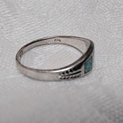 Light Blue Opal 925 Ring Size 8