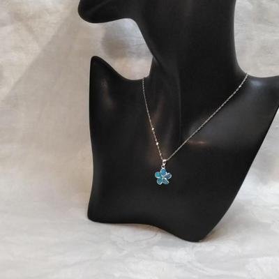 Blue Fire Opal Pinwheel 16" 925 Necklace