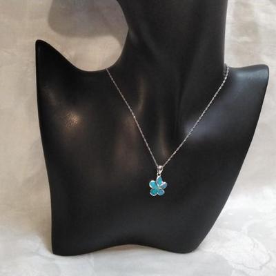 Blue Fire Opal Pinwheel 16" 925 Necklace