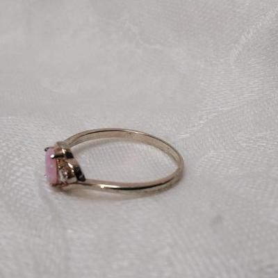Pink Opal With Diamond Accents 925 Ring Size 9
