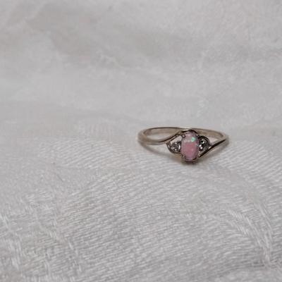 Pink Opal With Diamond Accents 925 Ring Size 9