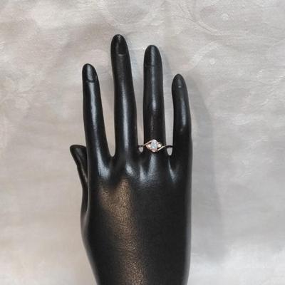 Pink Opal With Diamond Accents 925 Ring Size 9