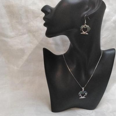 Blue Fire Opal Necklace And Earring 18" 925 Set