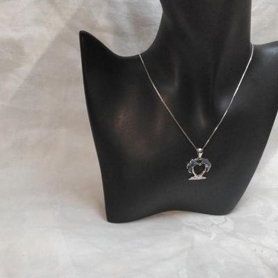 Blue Fire Opal Necklace And Earring 18" 925 Set