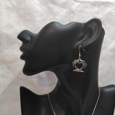 Blue Fire Opal Necklace And Earring 18" 925 Set