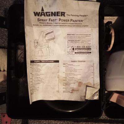 WAGNER SPRAY FAST PAINT SPRAYER IN CASE-CAULK GUN AND PUTTY KNIVES