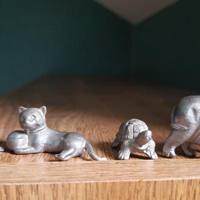 Miniature pewter animals collection cat turtle rabbit