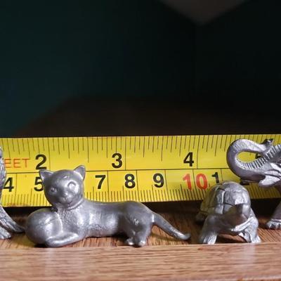 Miniature pewter animals collection cat turtle rabbit