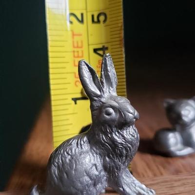 Miniature pewter animals collection cat turtle rabbit