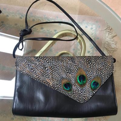 vintage clutch with peacock feathers