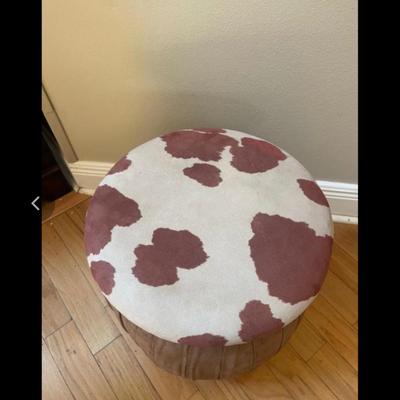 Beautiful Soft Suede Cow-hide Look Stool. 16” High. Like New.