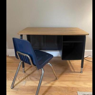 Student/childâ€™s  desk and chair set. Sturdy and in  like new condition!  Desk is 23â€ high, 34â€ wide, 20 inch deep.