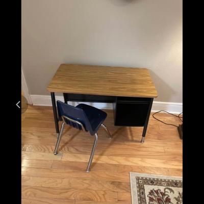 Student/child’s  desk and chair set. Sturdy and in  like new condition!  Desk is 23” high, 34” wide, 20 inch deep.