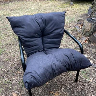 Lot 112 - Black frame grey cushions chair