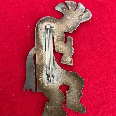 Vintage Kokopelli pin, sterling silver