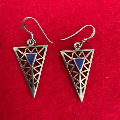 Vintage Sterling silver earrings with Blue Stone