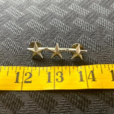 Vtg LT General Three Star Collar Rank 1/20 Silver Fill