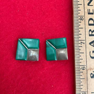 Vintage Malachite Earrings sterling silver.