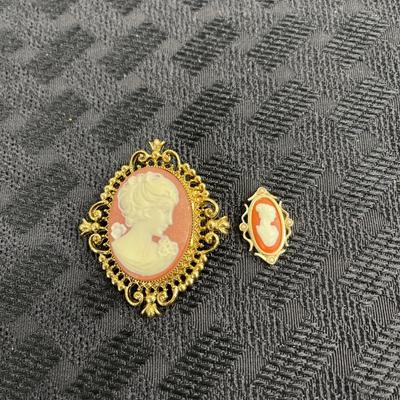 Vintage Avon lady cameo pins
