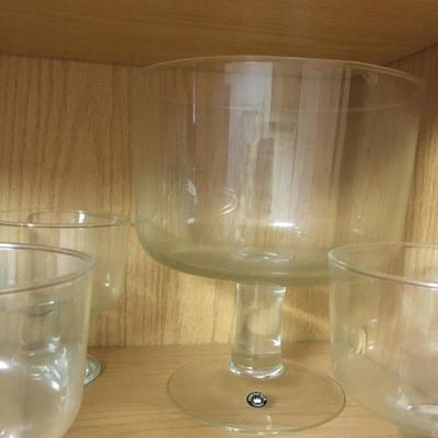Glass trifle with 4 serving bowls.