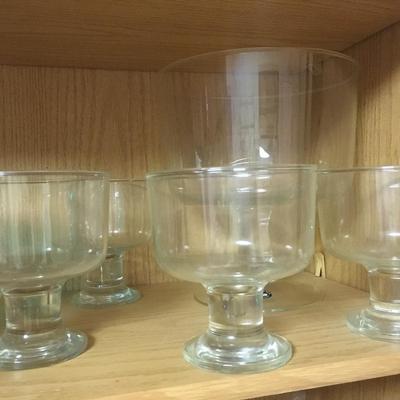 Glass trifle with 4 serving bowls.