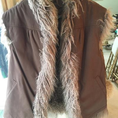Vintage mongolian curly lamb reversible vest