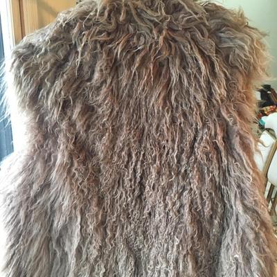 Vintage mongolian curly lamb reversible vest