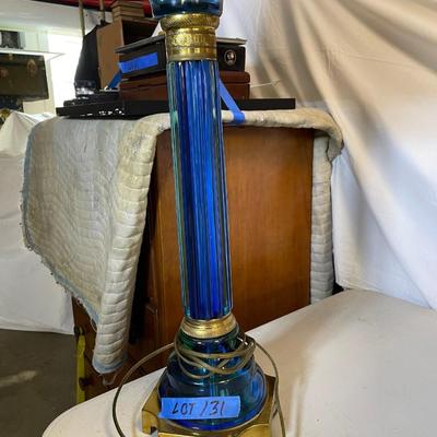 Lot 131 - Pair of Blue Glass Tall lamps!
