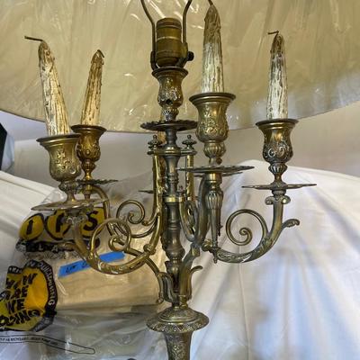 Lot 132 - Pair of brass lamps