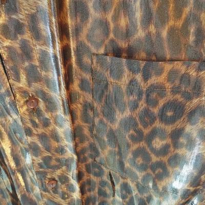 Vintage metallic gold and leopard print top