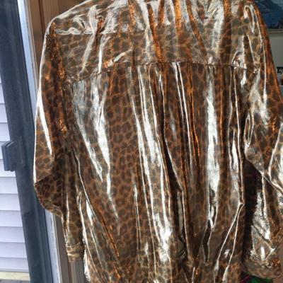 Vintage metallic gold and leopard print top