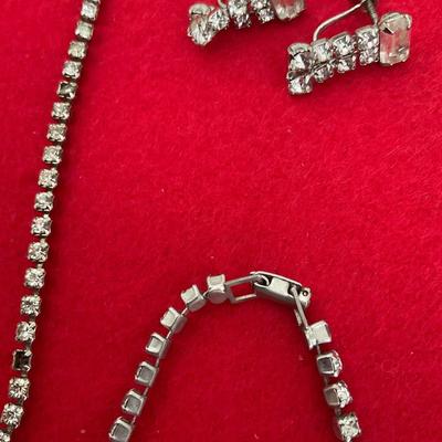 Two Vintage Earrings, Bracelet  and Three Necklaces.