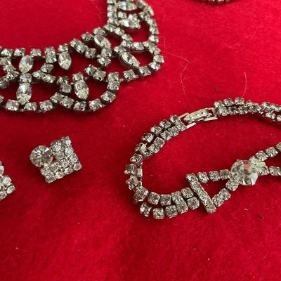 Two Vintage Earrings, Bracelet  and Three Necklaces.