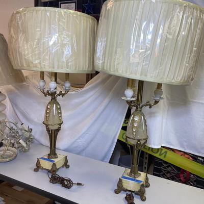Lot 138 - Pair of Hand Painted Glass, Lamps 1960's-70's