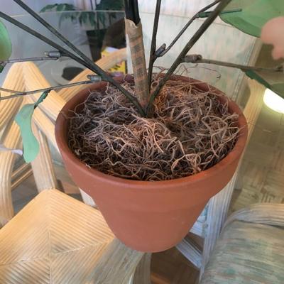 2 potted faux flowers
