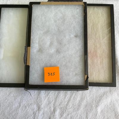 Lot of 3 glass top display trays.