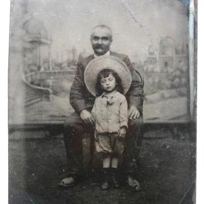 Old Tintype of Father with Child