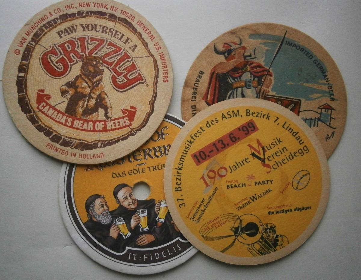 (4) Vintage Beer Coasters