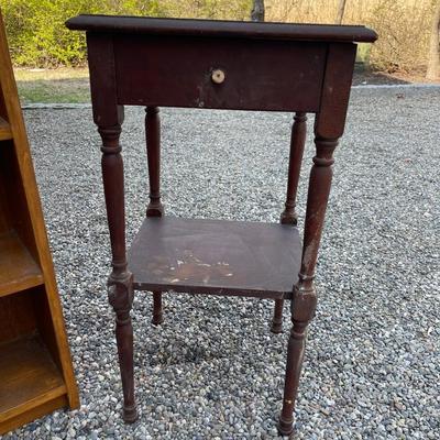 Lot 149 - Vintage Wood Shelf and End Table
