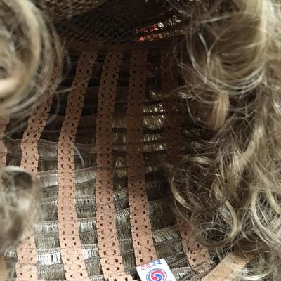 Vintage short curly wig case with wig and wig stand