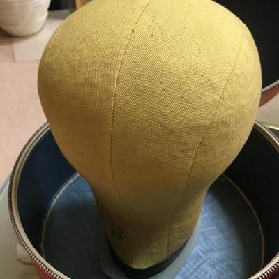 Vintage short curly wig case with wig and wig stand