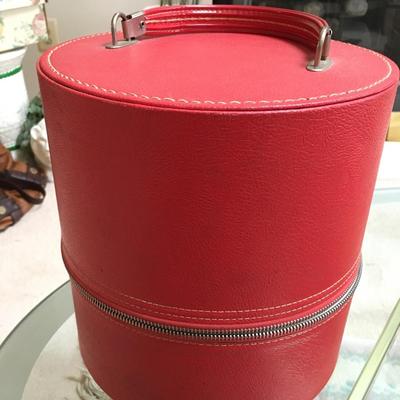 Vintage short curly wig case with wig and wig stand
